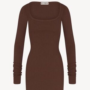 Eterne square neck ribbed mini